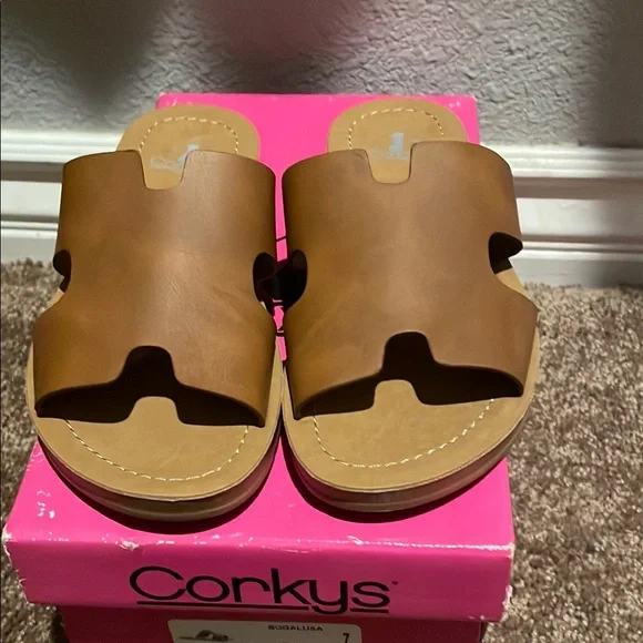 Corkys Bogalusa Leather Sandals H-Strap Comfort. New in box. - Picture 3 of 4
